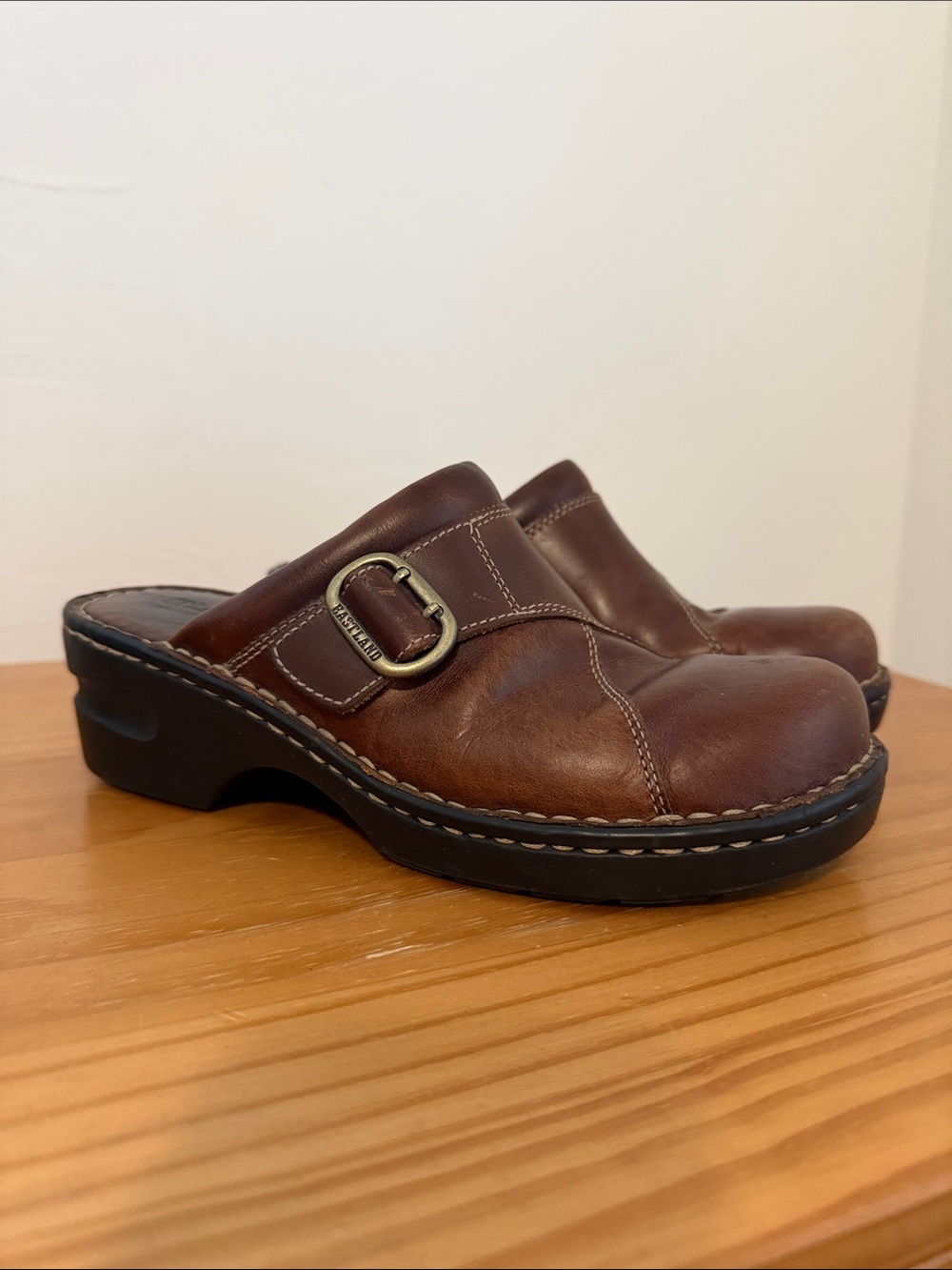 90s Y2K Eastland Mae Clog Leather Slides Buckle Size 7